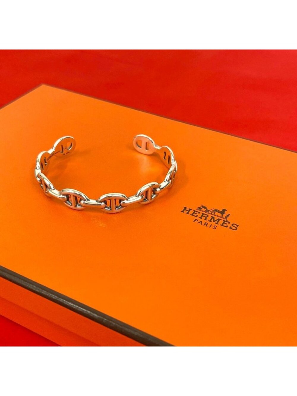 Hermes Enchainee Bangle 925 Sterling Silver Bracelet